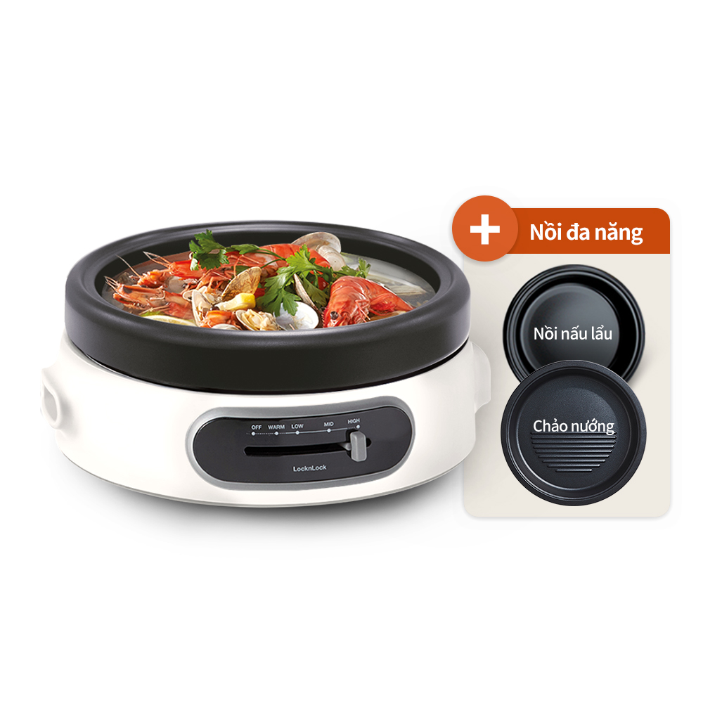 NồI ĐiệN Đa Năng Locknlock Multi Cooker 220 - 240V, 50/60Hz, 1300 - 1500W, 4L - Màu Trắng - EJP544WHT, , large image number 0